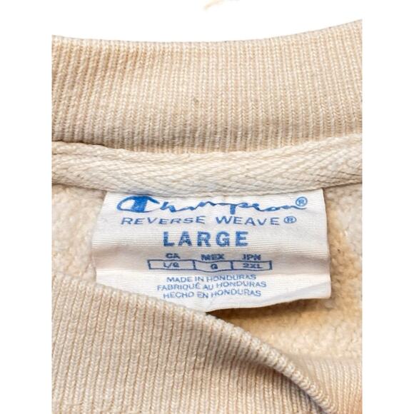 Champion Sweatshirt Crewneck Men's Large Cream Off White Reverse Weave Vintage - Picture 2 of 5